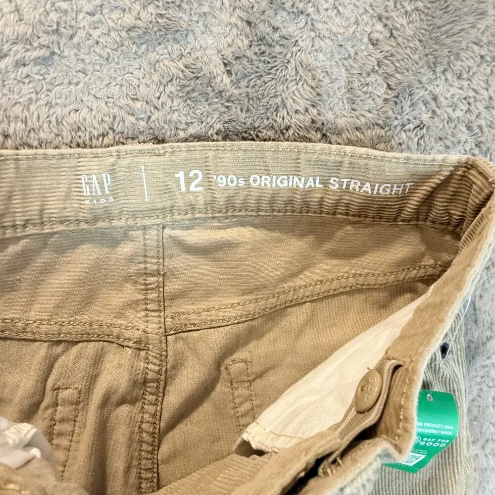 NWT Gap Tan Khaki Corduroy Jeans Pants 90s Original Straight Boys 12